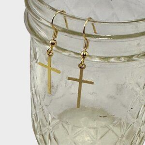 Gold Cross Earrings | 18KT Gold Filled